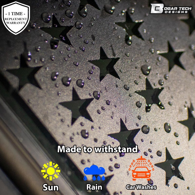 Bogar Tech Designs - Precut Side Fender Vent American Flag Vinyl Decal Compatible with Jeep Wrangler JL 2018-2025 and Gladiator 2020-2025, Matte Black - Image 4